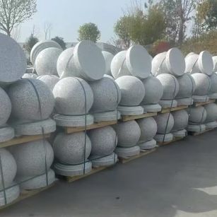 儋州 白麻花岗岩石材圆球，石球，挡车球，隔离球，景观石球，风水球等