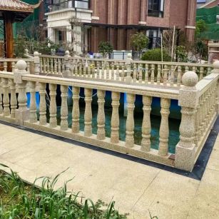 儋州黄金麻花岗岩石材栏杆，扶手，将军柱，花瓶柱