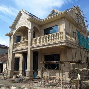 儋州 黄金麻花岗岩石材私人别墅雕花门楼柱阳台栏杆