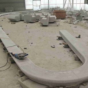 儋州 芝麻白花岗岩弧形花坛石，坐凳石