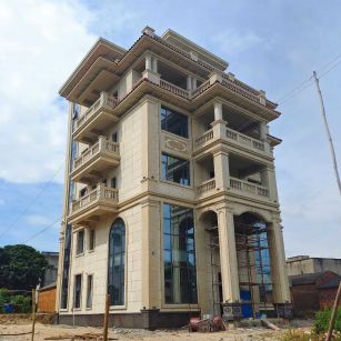 儋州 黄金麻花岗岩石材别墅外墙干挂搭配（雕花栏杆花瓶柱门楼罗马柱）