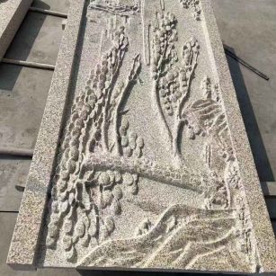 儋州 黄金麻雕刻板浮雕迎客松