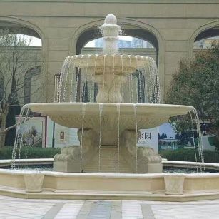 儋州 黄金麻花岗岩异型加工——户外庭院石雕流水喷泉