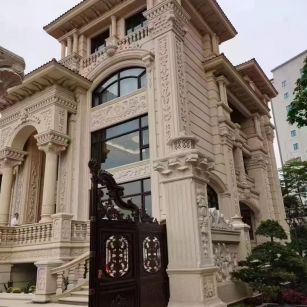 儋州 黄金麻花岗岩别墅外墙干挂效果展示