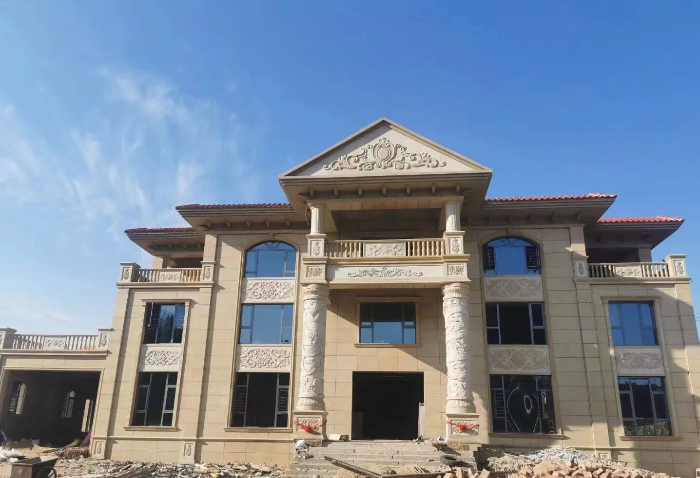 儋州 黄金麻花岗岩别墅外墙干挂